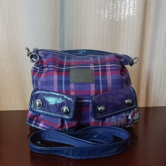 Coach Poppy Tartan Metallic Plaid Hobo Bag - Picture 1 of 4